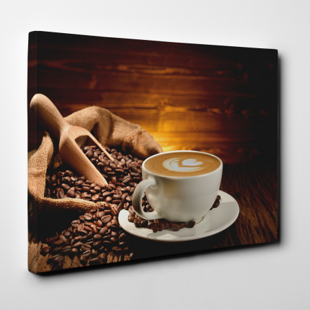 Tablou canvas bucatarie, Cafea crema & boabe [1]