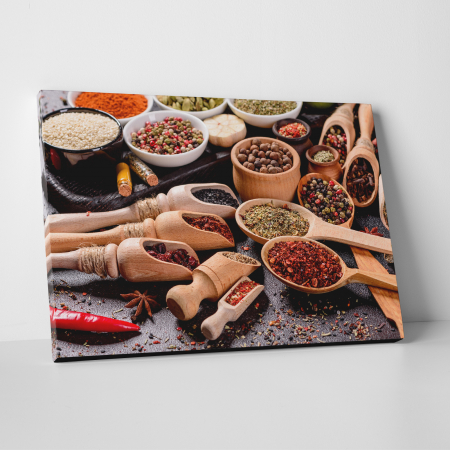 Tablouri canvas Bucatarie - Tablou canvas bucatarie, Condimente in linguri de lemn