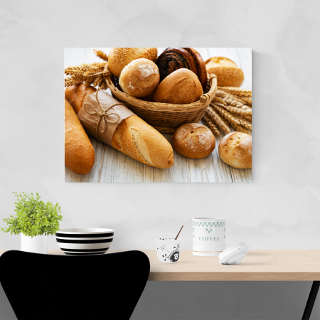 Tablou canvas bucatarie, Cos cu paine [3]
