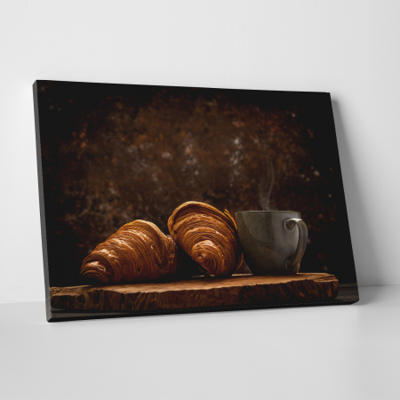 Tablouri canvas Bucatarie - Tablou canvas bucatarie, Croissant si cafea proaspata