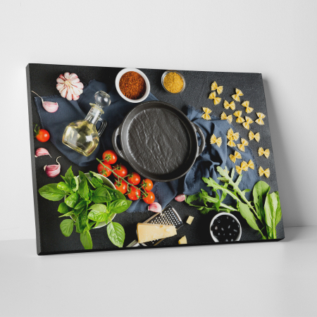 Tablouri canvas Bucatarie - Tablou canvas bucatarie, Legume & paste farfalle