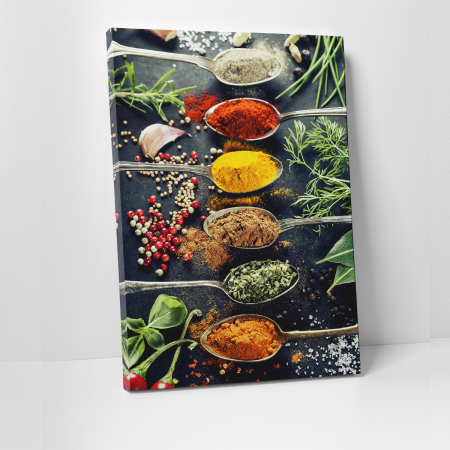 Tablouri canvas - Tablou canvas bucatarie, Metal Spoons and Spices