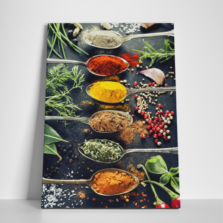 Tablou canvas bucatarie, Metal Spoons and Spices [1]