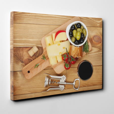 Tablou canvas bucatarie, Olives, cheese and wine [2]
