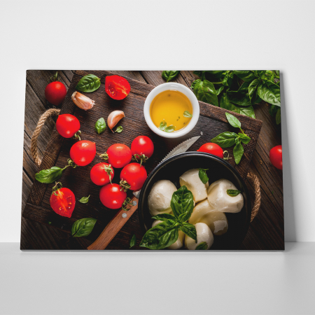 Tablou canvas bucatarie, Rosii, mozarella si ulei de masline [2]