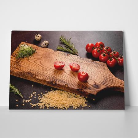 Tablou canvas bucatarie, Rosii pe tocator [2]