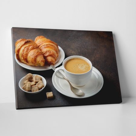Tablouri canvas Bucatarie - Tablou canvas bucatarie, Un mic dejun perfect: cafea & croisant