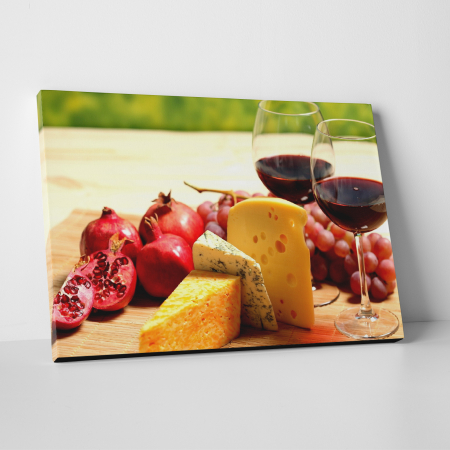Tablouri canvas Bucatarie - Tablou canvas bucatarie, Vin rosu si branza