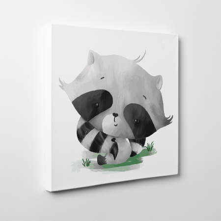 Tablouri canvas Copii - Tablou canvas cu desene pentru camera copiilor, Pui de raton isi imbratiseaza coada