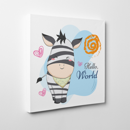 Tablouri canvas Copii - Tablou canvas cu desene pentru camera copiilor, Bebe zebra in haine cu dungi