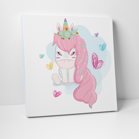 Tablouri canvas Copii - Tablou canvas cu desene pentru camera copiilor, Un bebe unicorn superb