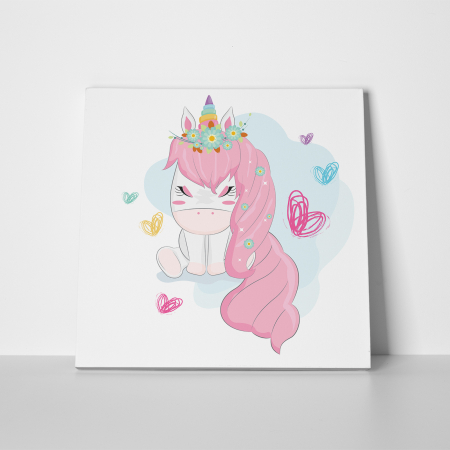 Tablou canvas cu desene pentru camera copiilor, Un bebe unicorn superb [1]