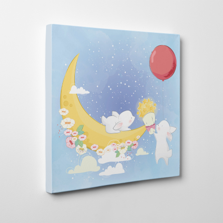 Tablouri canvas Copii - Tablou canvas cu desene pentru camera copiilor, Iepurasul face un cadou