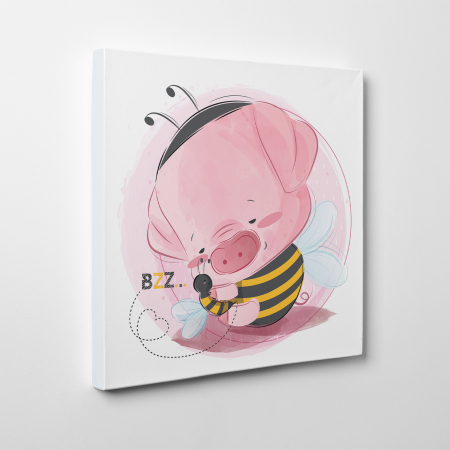 Tablouri canvas Copii - Tablou canvas cu desene pentru camera copiilor, Porcusorul si prietena albinuta