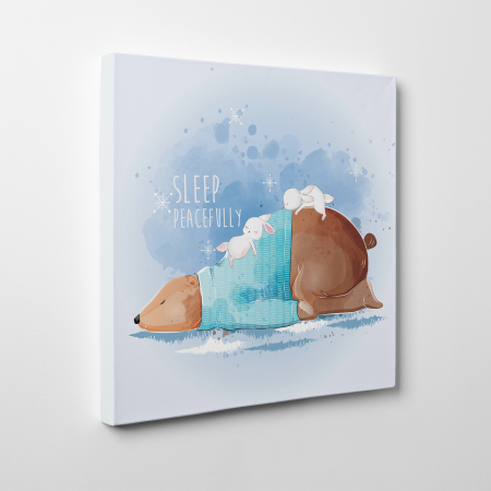 Tablouri canvas Copii - Tablou canvas cu desene pentru camera copiilor, Urs simpatic ce doarme