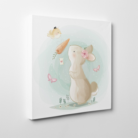 Tablouri canvas Copii - Tablou canvas cu desene pentru camera copiilor, Iepurasul primeste un morcov
