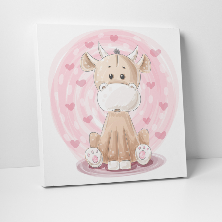 Tablouri canvas Copii - Tablou canvas cu desene pentru camera copiilor, O vacuta draguta