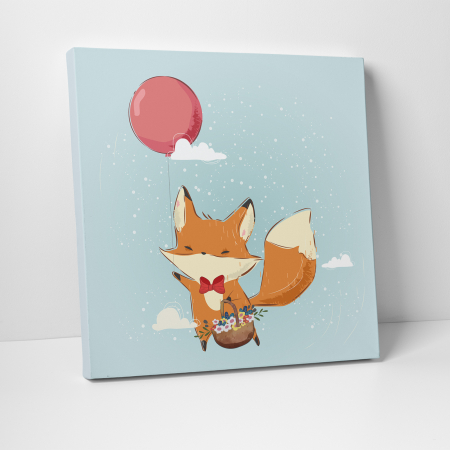 Tablouri canvas Copii - Tablou canvas cu desene pentru camera copiilor, Vulpita aduce un cosulet