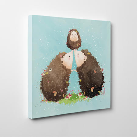 Tablouri canvas Copii - Tablou canvas cu desene pentru camera copiilor, O familie de arici simpatici