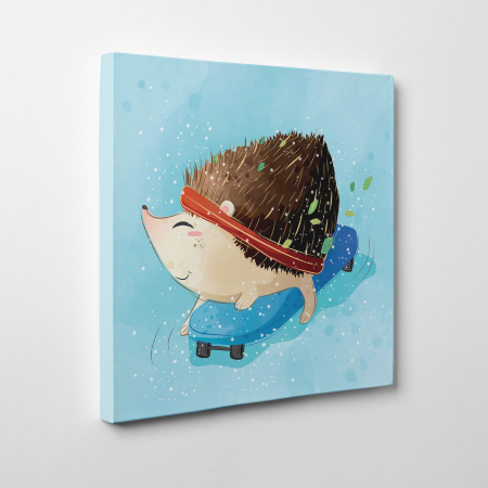 Tablouri canvas Copii - Tablou canvas cu desene pentru camera copiilor, Arici simpatic pe skateboard