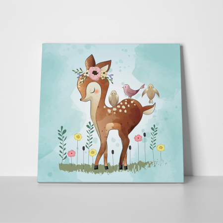 Tablouri canvas Copii - Tablou canvas cu desene pentru camera copiilor, Caprioara si prietenii ei