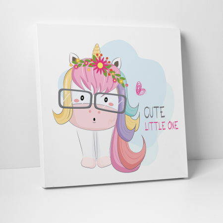 Tablou canvas cu desene pentru camera copiilor, Micul unicorn cu ochelari [2]