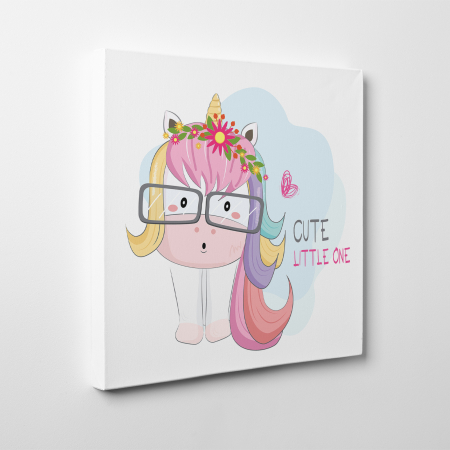 Tablouri canvas Copii - Tablou canvas cu desene pentru camera copiilor, Micul unicorn cu ochelari