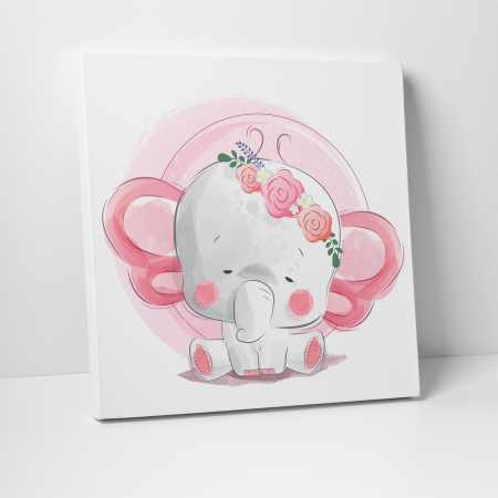 Tablou canvas cu desene pentru camera copiilor, Bebe elefant [2]