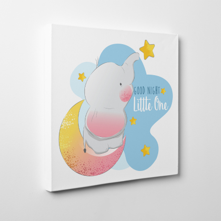 Tablouri canvas Copii - Tablou canvas cu desene pentru camera copiilor, Noapte buna micutule elefant