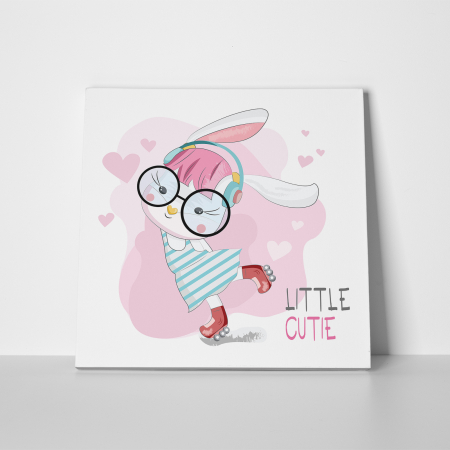 Tablou canvas cu desene pentru camera copiilor, Iepurila cu ochelari [1]
