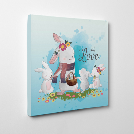 Tablouri canvas Copii - Tablou canvas cu desene pentru camera copiilor, Mamica iepuras si copiii