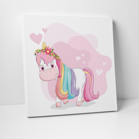 Tablou canvas cu desene pentru camera copiilor, Unicornul curcubeu [2]