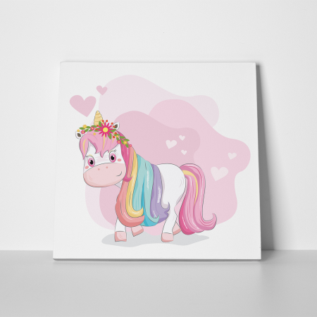 Tablou canvas cu desene pentru camera copiilor, Unicornul curcubeu [1]