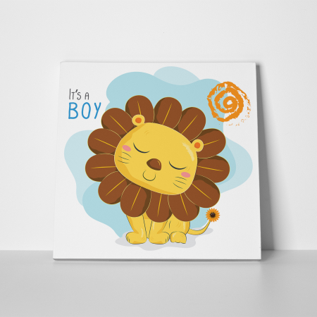 Tablouri canvas Copii - Tablou canvas cu desene pentru camera copiilor, Leul floarea soarelui