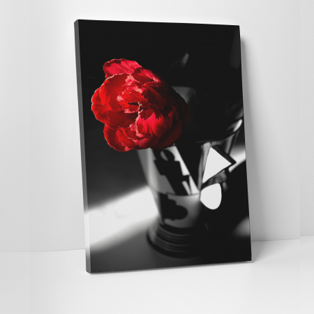 Tablouri canvas Natura - Tablou canvas floral, Red Rose on Black
