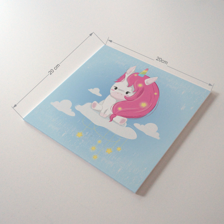 Tablou panou PVC cu desene pentru camera copiilor, Cute Unicorn on the Cloud [3]