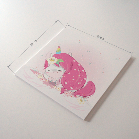 Tablou panou PVC cu desene pentru camera copiilor, Cute Unicorn Sleeping on the Ground [3]