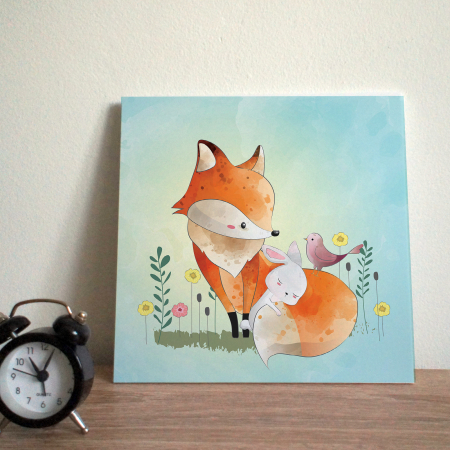 Tablou panou PVC cu desene pentru camera copiilor, Fox and His Friends [1]