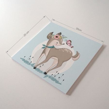Tablou panou PVC cu desene pentru camera copiilor, Little Deer Playing with Butterfly [3]