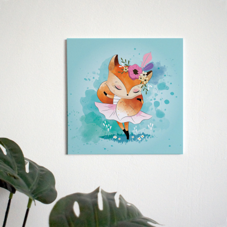 Tablouri PVC - Tablou panou PVC cu desene pentru camera copiilor, Little Fox with Its Tail Scarf