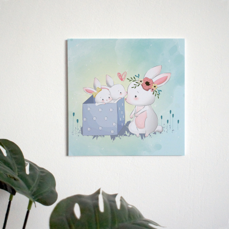 Tablouri PVC - Tablou panou PVC cu desene pentru camera copiilor, Mommy and Kids Bunny