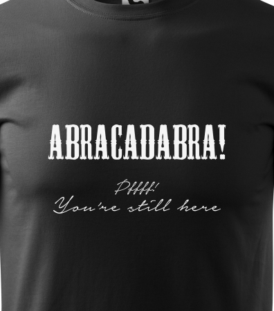 Tricou alb/negru cu mesaj, Abracadabra [1]