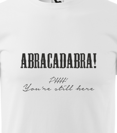 Tricou alb/negru cu mesaj, Abracadabra [1]