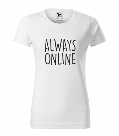 Mesaje inteligente - Tricou alb/negru cu mesaj, Always Online