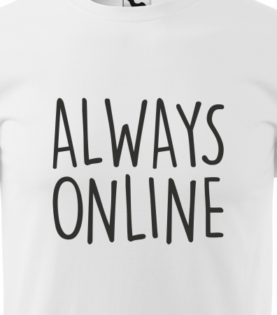 Tricou alb/negru cu mesaj, Always Online [1]