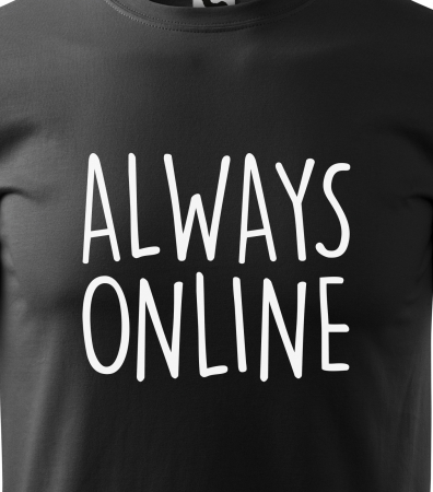 Tricou alb/negru cu mesaj, Always Online [1]
