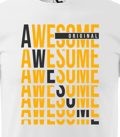Tricou alb/negru cu mesaj, Awesome [1]