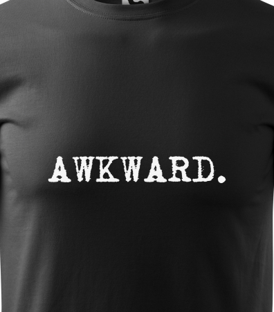 Tricou alb/negru cu mesaj, Awkward [1]