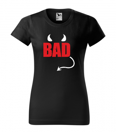 Mesaje haioase - Tricou alb/negru cu mesaj, Bad Devil