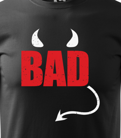 Tricou alb/negru cu mesaj, Bad Devil [1]
